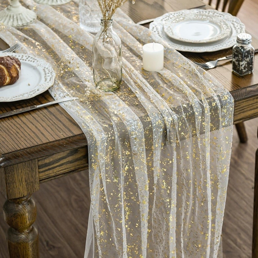 Table Runner Sequin - 골든 시퀸 글리터 핫 스탬핑 테이블