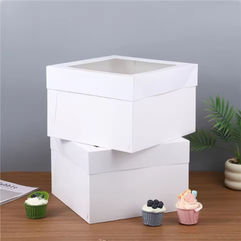 Wedding Supply Shops - Yes2/4/6PCS 창문이 있는 일회용 흰색 케이크