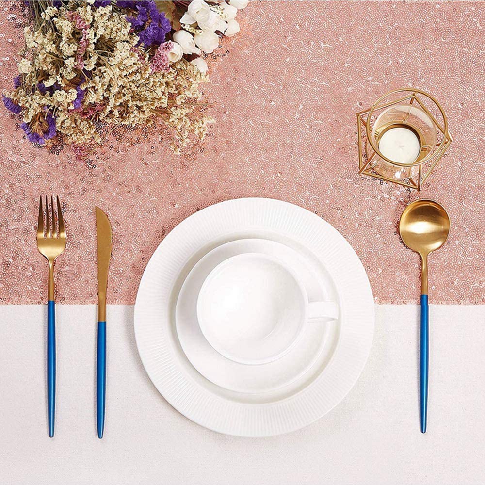 Table Runner Sequin - LICE-스파클리 로즈 골드 스팽글 테이블 러너