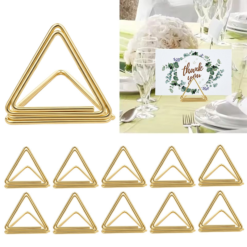 Table Number Gold - 10개 삼각형 직립형 금속 카드 홀더,