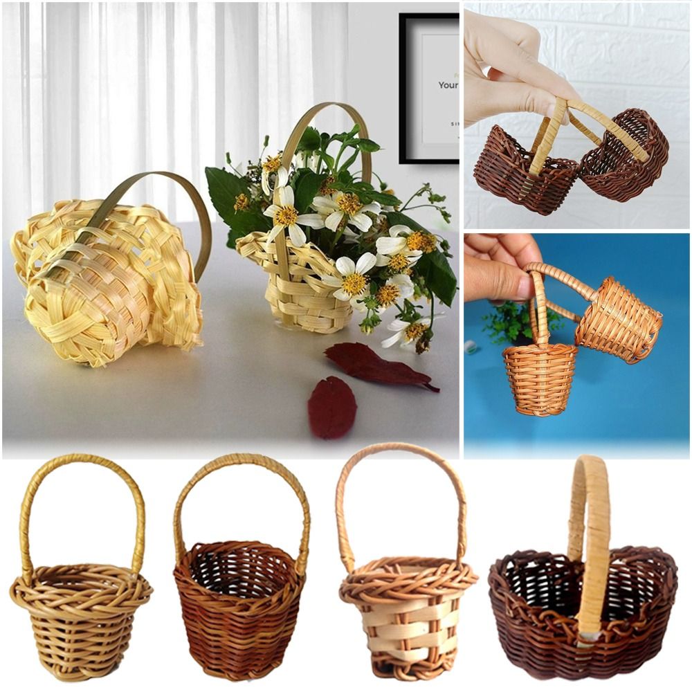 Wedding Hampers - 손잡이가 달린 미니 브레이드 꽃 바구니,