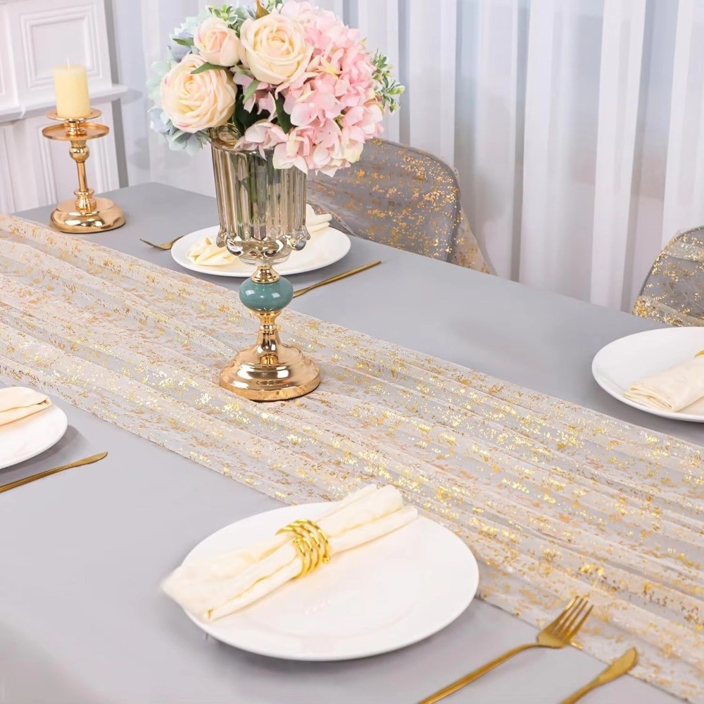 Table Runner Sequin - 골든 시퀸 글리터 핫 스탬핑 테이블