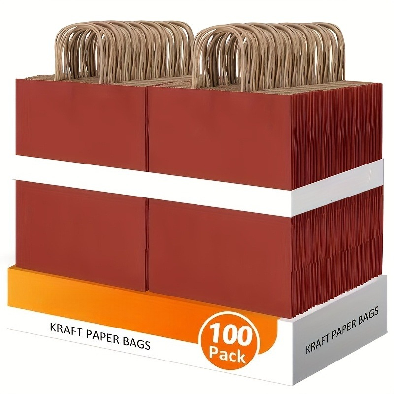 100pcs 빨간 종이 선물 가방 손잡이가 있는 공예  - Wedding Supply Shops 리뷰 및 가격