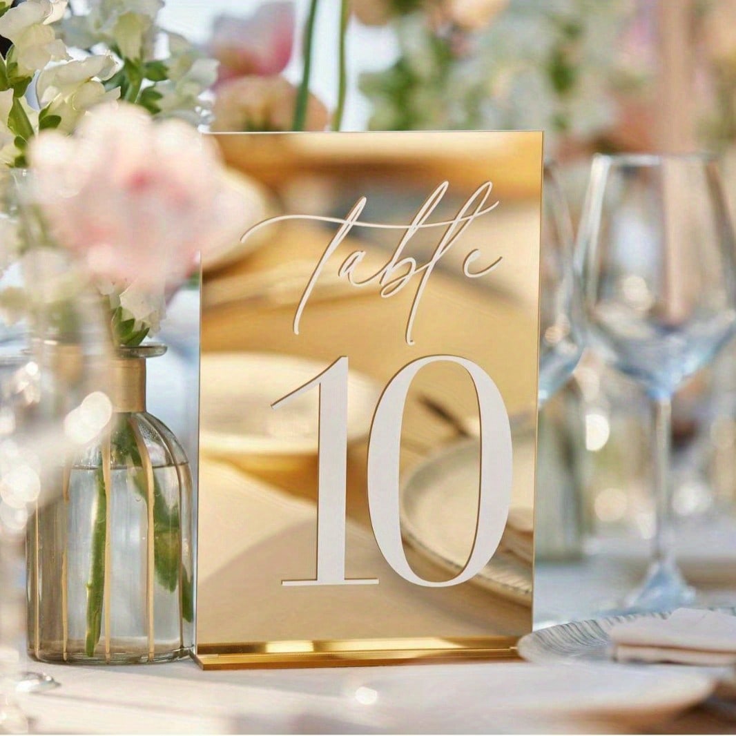 골드 아크릴 미러 숫자 테이블 표지판, 12*18CM  - Table Number Gold 리뷰 및 가격